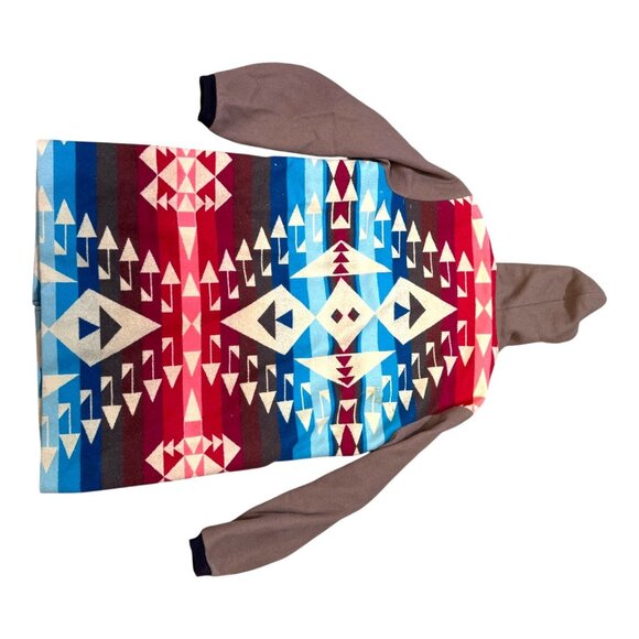 Vintage Hooded Wool Blend Southwest Geometric Aztec Jacket Button Unisex XL READ - Picture 7 of 7